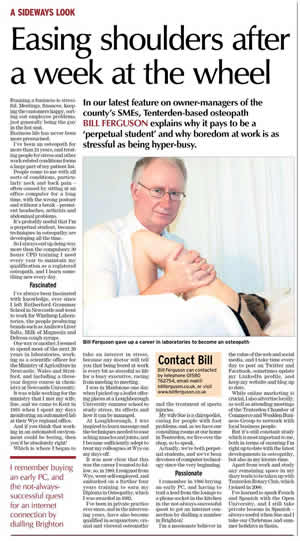 Bill Ferugson osteopath feature Kentish Express