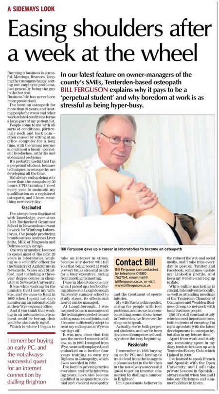 Bill Ferguson newspaper article osteopathy